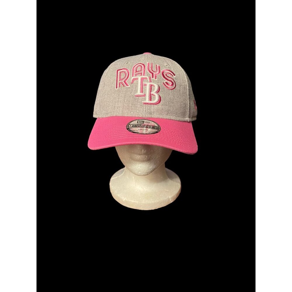 Tampa Bay Rays Hat Girls Youth New Era 9TWENTY Strap Back Gray Pink MLB Cap